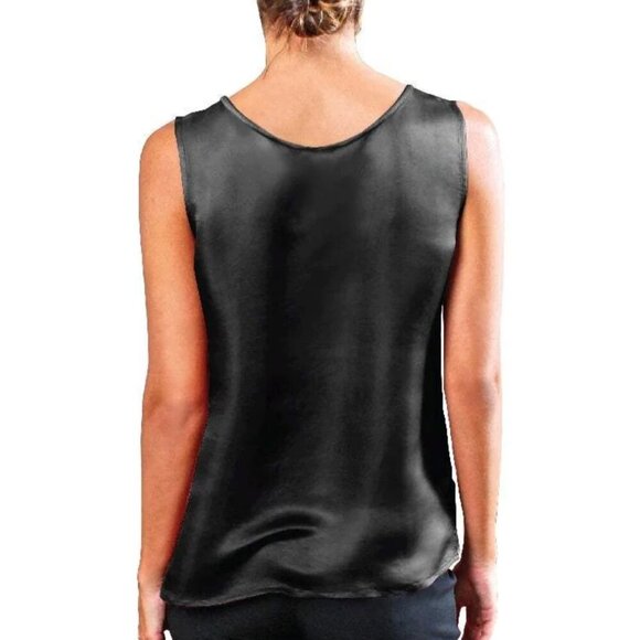 Tara Sartoria Black Silk Tank Top Shell Sz XL X-Large - Picture 2 of 10